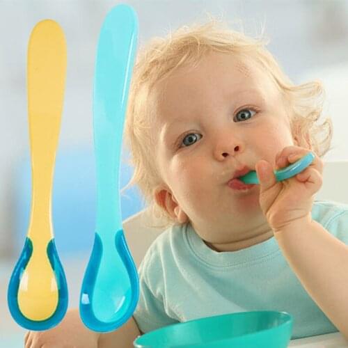 2 PC Baby Temperature Sensing Spoon Safety Silicone Feeding Flatware Spoon For Baby Self Feeding Infant kids Baby dishes