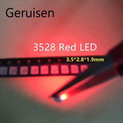 2000PCS 12-20LM 2835 Red 1210 SMD LED 0.2W high bright light emitting diode chip leds 620-625NM PLCC-2 60Ma SMD/SMT 3528 Red