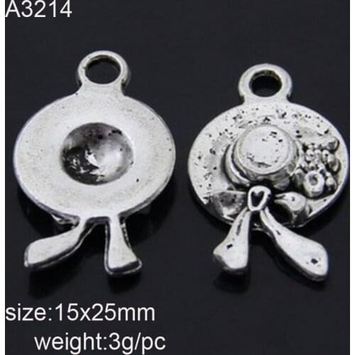25pcs/lot 15x25mm Antique Silver Zinc Alloy Charms Hat Pendants Jewelry Findings