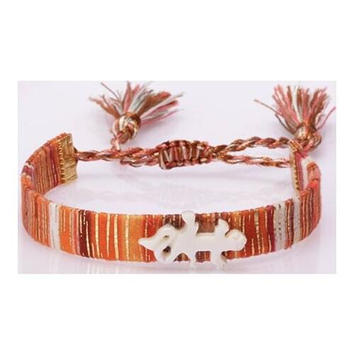 White shell ethnic boho soft cotton silk tassel wristband adjustable bracelet daily jewelry for woman