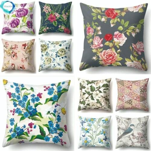 Tree Flower Plant Landscape Print Decorative Pillowcases Home Decor Polyester Pillow Cover Sofa Square Cushion Cover 45X45CM