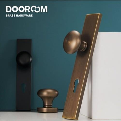 Dooroom Brass Door Lock Set Modern Interior Bedroom Bathroom Double Wood Door Lever Set Dummy Privacy Passage Locks