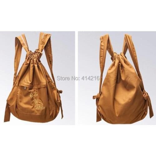 3colors Buddhist Monk fine canvas kung fu martial arts Backpacks lay Lohan bags high quality brown/gray/yellow
