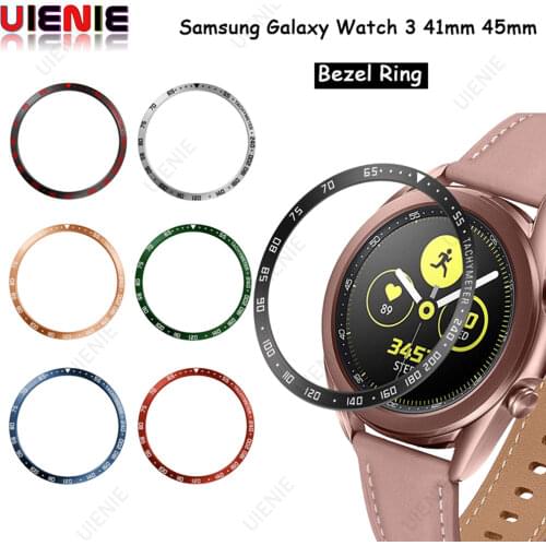 For Samsung Galaxy Watch 3 41mm 45mm Bezel Ring Styling Frame Protection Cover Adhesive Anti Scratch Stainless Steel Bezel