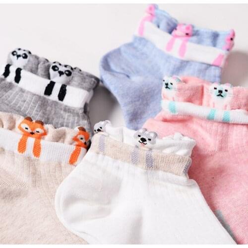 Summer Women Cute Panda Fox Pig Cat Ankle Sock Funny Female 3D Dog Bear Animal Cartoon Cotton Short Socks For Students Youth