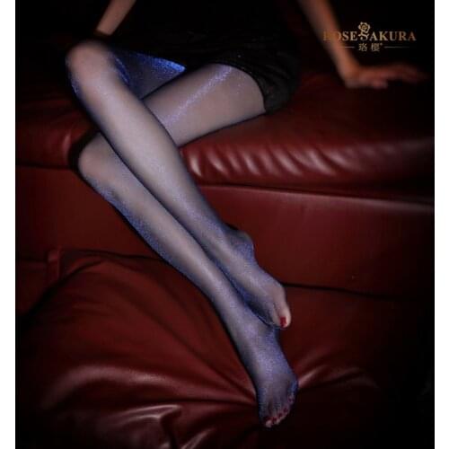 Hot Charming Open Closed Crotch Stockings Sexy Shiny Pantyhose Starlight Bright Silk Glossy 18D Silver Glitter Magic Tights