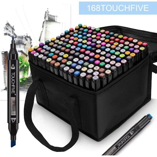 TouchFive Markers Pen 30/60/80/168 Color Dual Head Graffiti Pen Oily Alcoholic Sketch Marker Brush Pen Art Supplies for Drawing