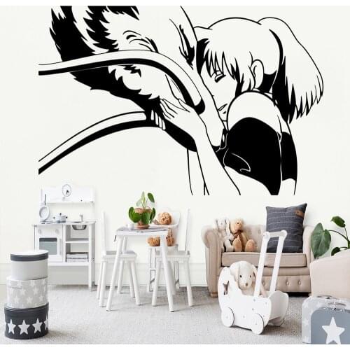 Cartoon Wall Stickers Anime Manga Hayao Miyazaki Spirited Away Girl Dragon Vinyl Wall Decals Girls Kids Room Home Decor Z022