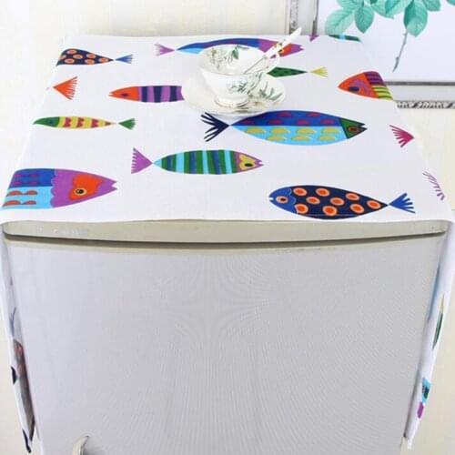 Cartoon Printing Single Door Household Refrigerator Dust Cover Thick Easy To Clean Kitchen Refrigerator Cleaning Cover Towel