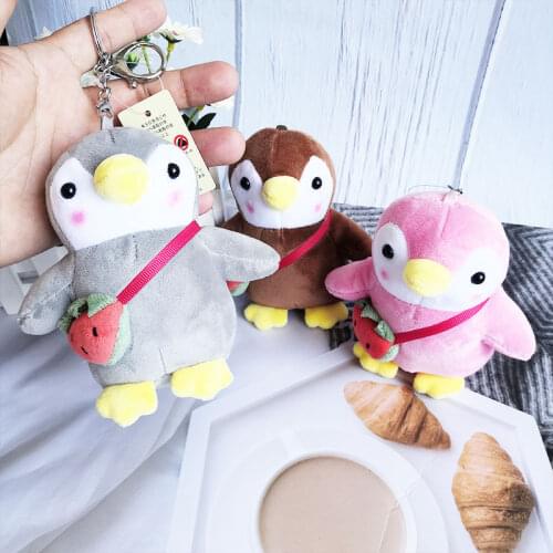 New cute scented plush doll cartoonpenguin with diagonal bag keychain boutique baby bed pendant 12cm christmas birthday gift