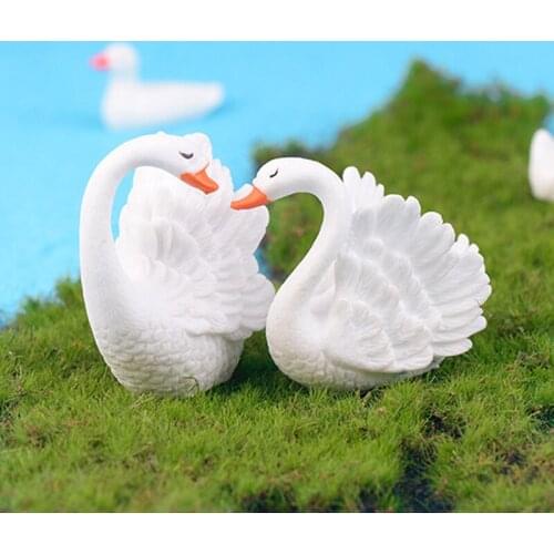 Couple Swan Animal Creative Bonsai Home Decoration Resin Craft Micro Landscape DIY Material Ornament Garden Bonsai Decoration
