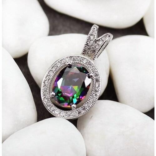 Fleure Esme Berserk Wedding Jewelry christmas gifts pendants for women dropshipping Rainbow Cubic Zirconia Rhodium Plated R3231