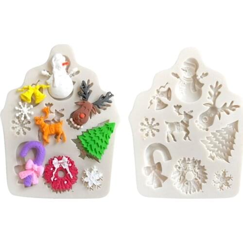 Christmas Tree Fondant Cake Silicone Mold DIY Charms Pendants Jewelry Making Mould Christmas Decorating Tools