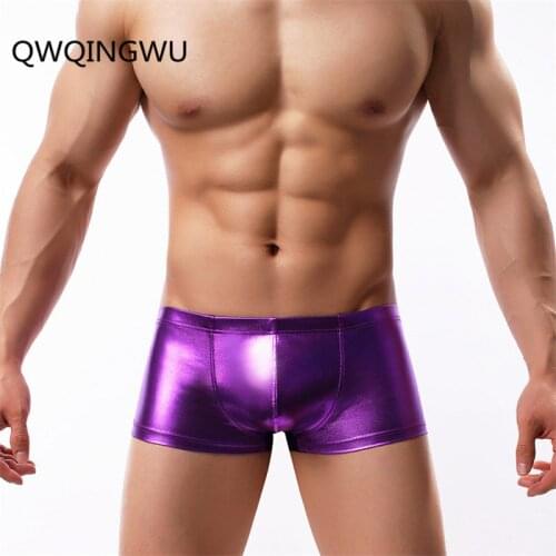 Sexy Male Underwear Mens Underwear Boxers Transparent PU Leather Underpants Man Boxer Shorts Sexy Men Underwear Boxer Shorts