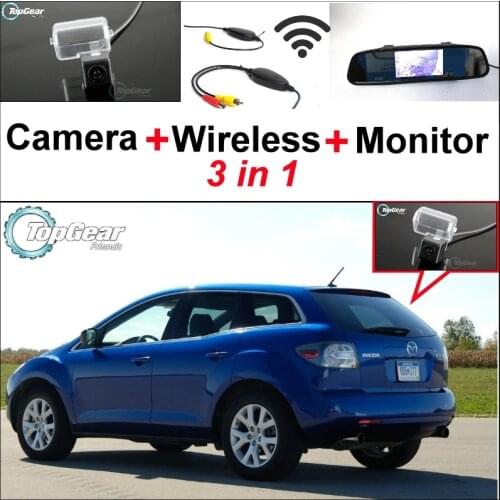 3 in1 Special Rear View Camera + Wireless Receiver + Mirror Monitor Parking System For Mazda CX-7 CX7 CX 7 2007~2013