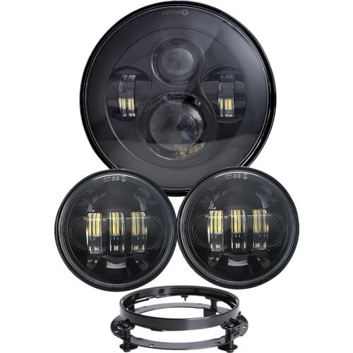 7inch LED Headlight+2pcs 4.5inch Halo Fog Lights+1Chrome Bracket For Harley Davidson Most Touring Electra Glide/Road King