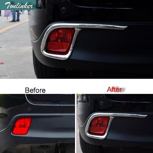 Tonlinker 2 PCS DIY Car styling ABS chrome rear fog lamps decorative light box Stickers for TOYOTA HIGHLANDER 2015 accessories