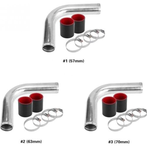 Turbo Universal 90 Degree Elbow Intercooler Aluminum Pipe with 2 Silicone Hose 4 Clamps Aluminum Alloy Aluminum Pipe Accessorie