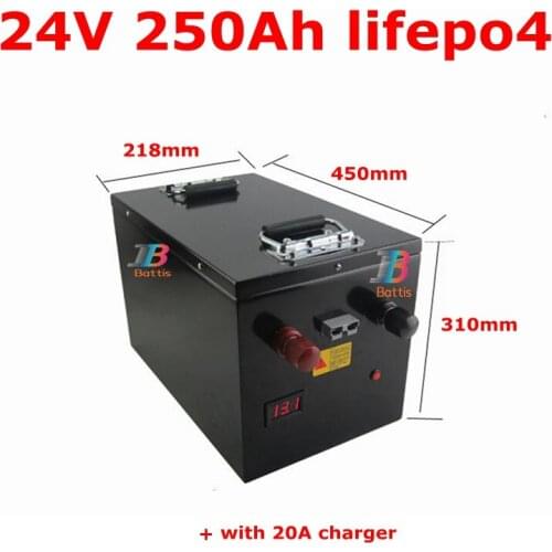Waterproof 24V 250AH lifepo4 Battery no 200AH 300AH lithium battery for bicycle Inverter Solar RV EV AGV UPS golf + 20A Charger