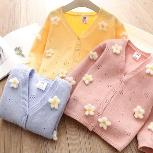 2021 Autumn Winter Kids Candy Color Sweater Knit cardigan Children New Year Clothing Girls Cotton Baby Girl Costumes SD89