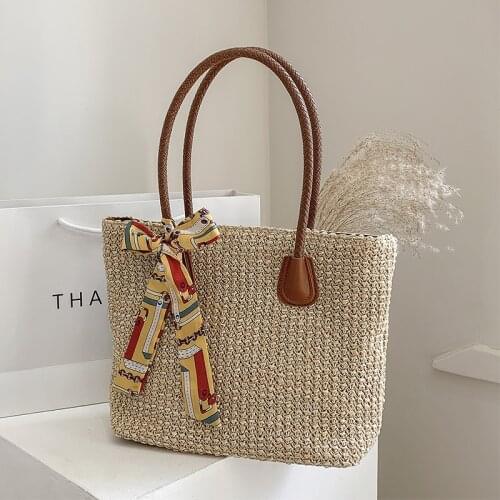 Large Capacity Shopping Straw Womens Bag Summer Beach Straw Big Tote Handbags Female Travel Weave Simple Shoulder Bags Sac 2021