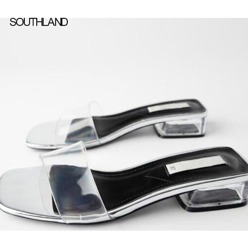 SOUTHLAND summer women sandals sexy open-toed transparent 3-5 cm heel women casual sandals comfortable beach shoes mujer