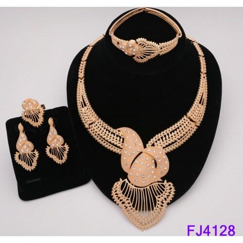 Nigeria Jewelry Sets for Women Africa Beads Jewelry Set Dubai Gold Wedding Bridal Fashion Jewelry Sets Womens Accessories