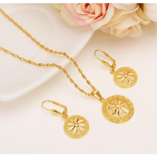 Bangrui New Trendy Pendant Necklaces Women France Gold Color Old French Jewelry Set