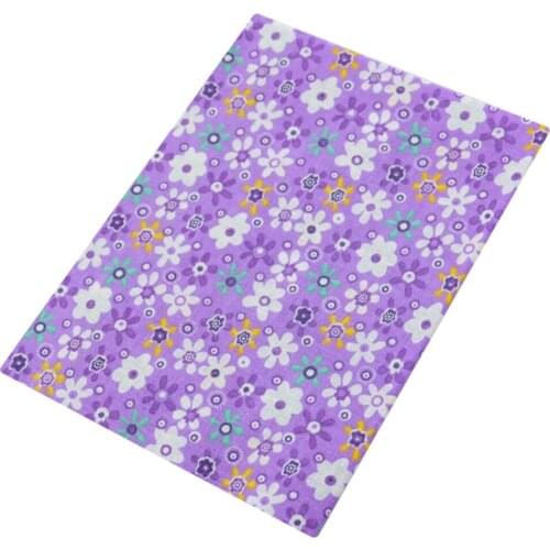 White Flowers Purple Colour 100% Cotton Plain Fabric for Beginners Practice Tilda Doll Art Work Telas Tecido Tissue Patchwork