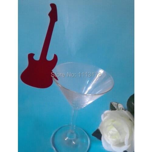 Free Shipping 30pcs Table Mark Wine Glass Name Place Cards Wedding Party Favor red guitar