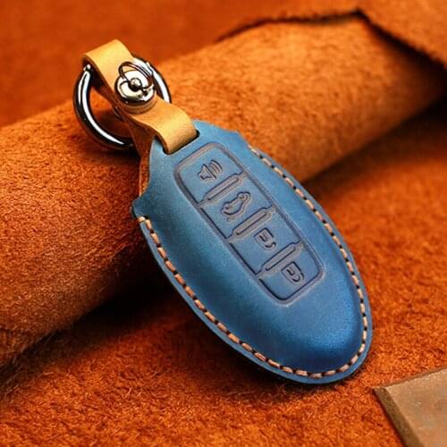 Genuine leather car key case fob cover for nissan Tidda Livida X-Trail T31 T32 Qashqai March Juke Pathfinder Note GTR Keychain