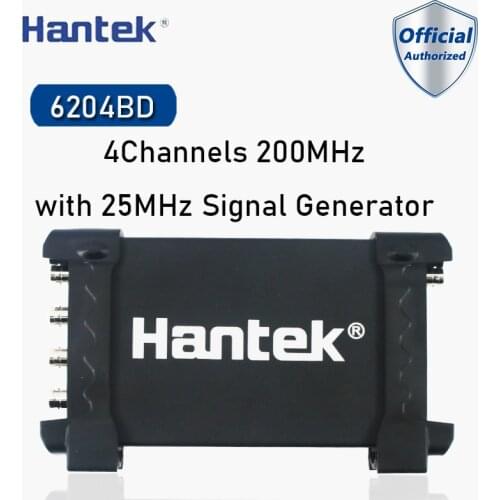 Hantek 6204BD Digital Oscilloscope Portable Oscillograph 200MHz 4CH​ Osciloscopio USB2.0 PC With 25MHz Signal Generator