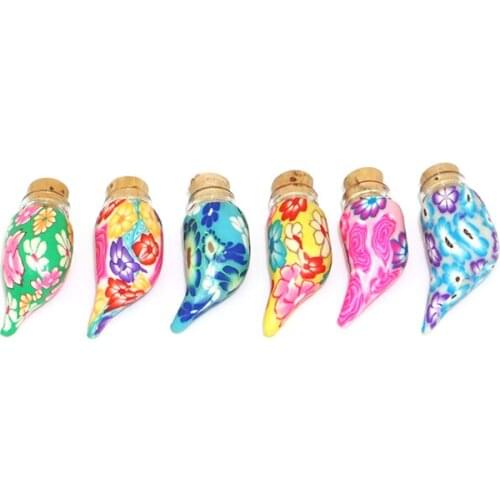 Perfume Bottle Polymer Clay Essential Oil Aromatherapy Refillable Bottles 1ml Cork Lid Aroma Vials Chili Shape Bottle 25pcs/lot