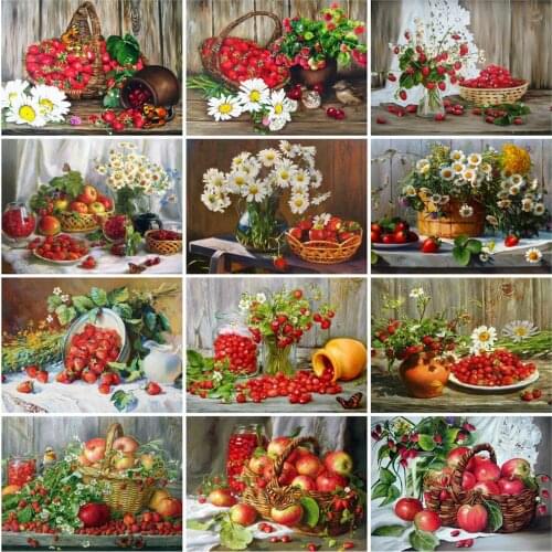 HUACAN Oil Painting By Numbers Fruit Handpainted Unique Gift Pictures By Numbers Daisy For Adults Home Decoration