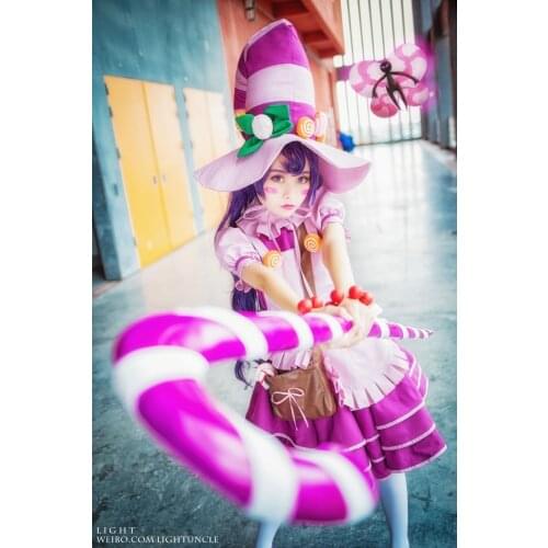 LOL LULU Sugar Witch Uniforms Cosplay Costume including hat and accessories