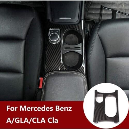Carbon Fiber Interior Control Cup Holder Cover Trim for Mercedes Benz A/GLA/CLA Class C117 W117 W176 X156 2012-2018 LHD