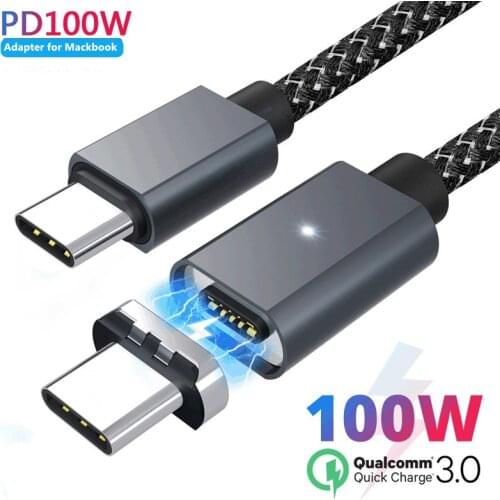 100W Magnetic USB C to USB Type C Cable PD Data Cable Fast Charger Cord for iPhone 12 MacBook iPad Pro Xiaomi mi 10 Pro Huawei