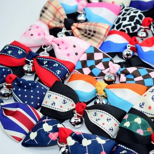 Cute Bow Tie Bell Pet Cats Collars For Small Medium Adjustable Lovely Necklace Soft Safety Bowknot Kitten Cat Puppy Dog Collar