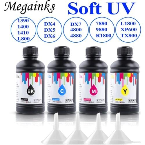 250ML 4 Bottle For Epson LED UV Ink for Desktop and Large Format Flatbed Inkjet Printer for Roland Mimaki Mutoh DX5 DX6 DX4 DX7