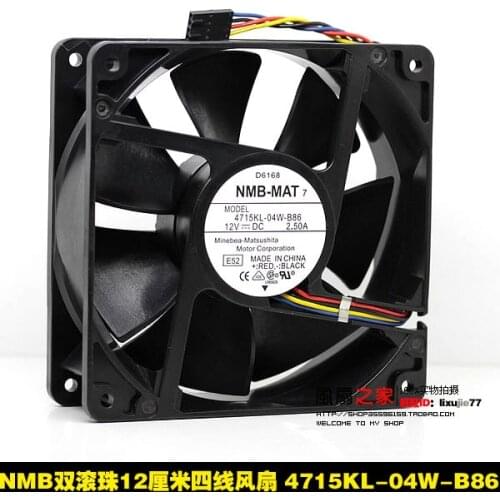 NEW NMB-MAT Minebea 4715KL-04W-B86 12038 12V 2.5A 4PIN FOR DELL Server cooling fan