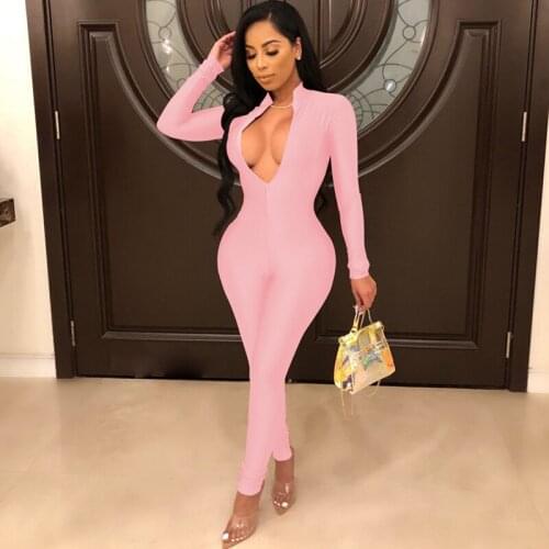 Solid Color High Neck Zipper Jumpsuit