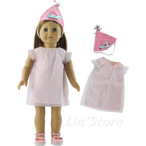 Birthday Suit Doll Clothes Dress+hat for 18'' American Doll Handmade Clothes Outfit