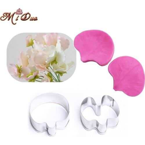 Fondant Surgar Sweet Pea Petals Cutter Gum Paste Flower Petal Veiner Cutter Flower Biscuit Metal Cutters Cake Decoration tools