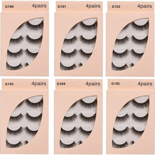 AY 2020 New 4 Pairs 3D Soft Mink Hair False Eyelashes Handmade For Women Long Lashes Nature Eye Makeup Tools Faux Eye Lashes