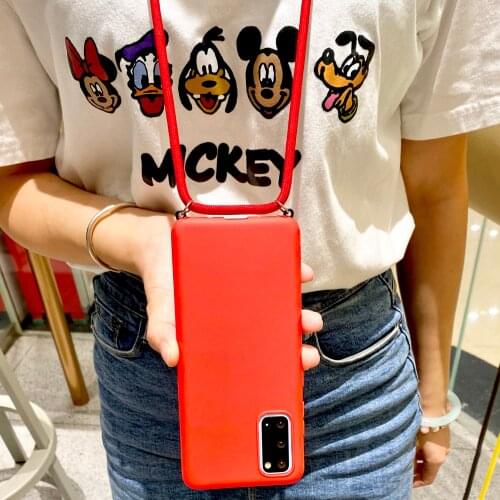 Silicone Soft TPU Candy Color Lanyard Phone Case Samsung A5 A7 A8 A6 A9 A510 A7 2018 2017 m 20 m21 30s 31 31s 01 80 60s