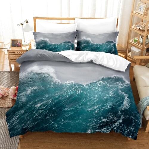 Waves Bedding Set Single Twin Full Queen King Size Ocean Scenery Bed Set Childrens Kid Bedroom Duvetcover Sets 009