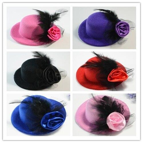 Candy color Pet hat feather hair Pet accessory hairpin clip small hat 5.5cm 30pcs/lot