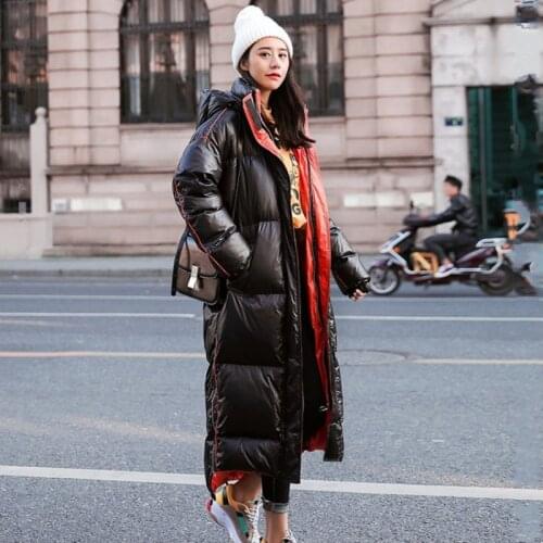 2020 Winter Jacket Woman Long Quilted Coat New Large Size Hooded Thicken Warm Outerwear Glossy Winter Parka Female Overcoat