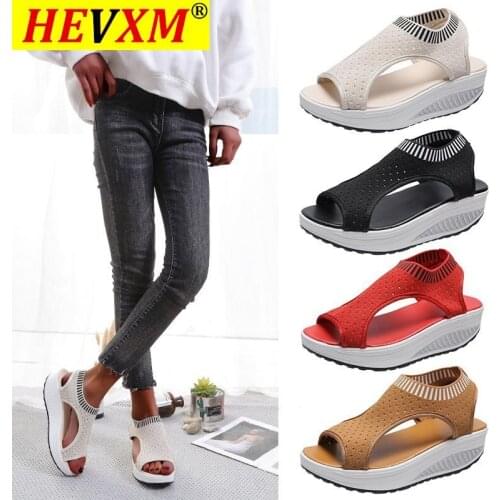 Women Sandals Female Shoes Woman Summer Wedge Comfortable Sandals Ladies Slip-on Flat Sandals Women Sandalias Plus Size 35-45