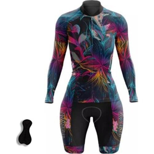 Cycling Jersey Womens Cycling Jumpsuit Long Sleeve Cycling Long-Sleeved Shirt Tight Clothing Feminino Cycling Jersey Set
